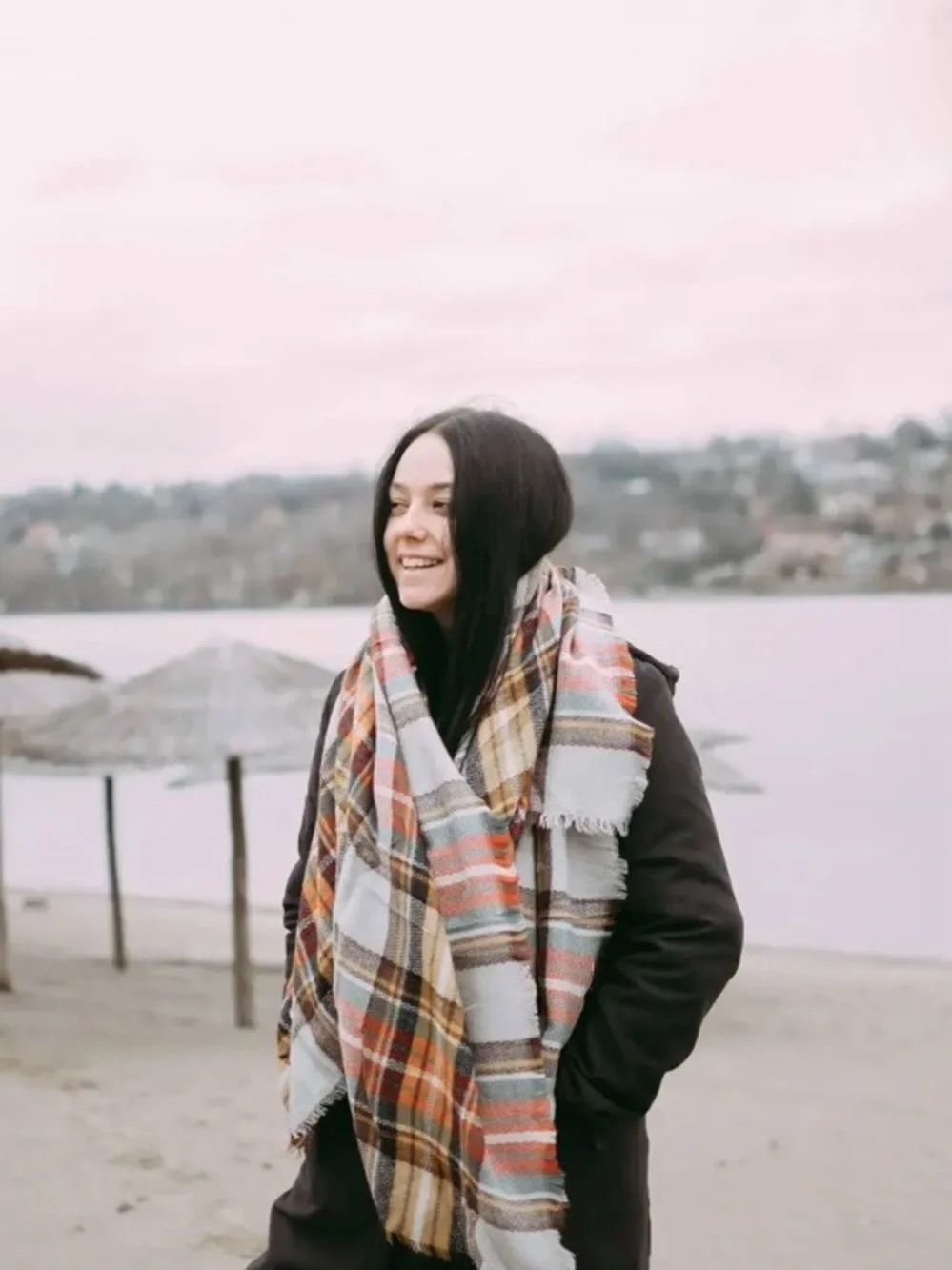 Cozy Plaid Blanket Scarf - Multi-Color